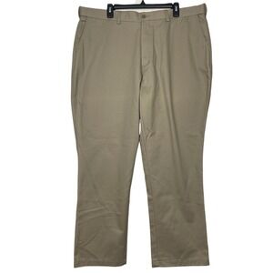 NEW Cabelas Mens 42x30 Khaki Wrinkle Free Accu-Waist Chino Pants Flat Front Tan